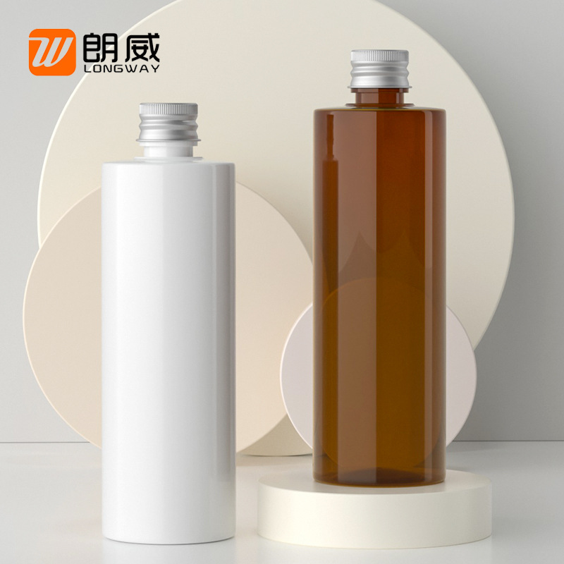 250ml botella de tapa de aluminio de hombro plano (con tapón interior) botella de plástico botella de PET botella de plástico sub-botella cosmética