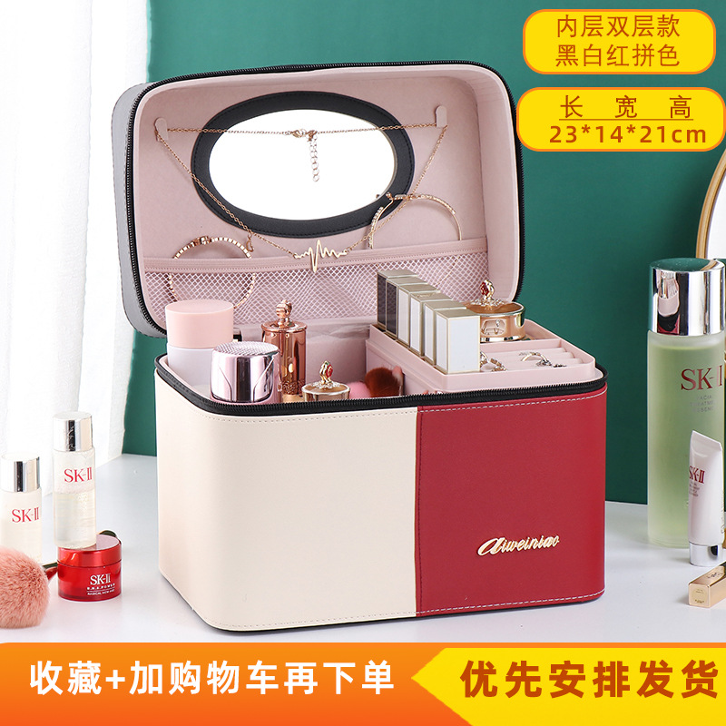 2023 nuevo color a juego bolsa de cosméticos portátil de gran capacidad para mujeres a prueba de polvo multi-funcional caja de almacenamiento de uñas profesional al por mayor