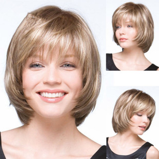 Amazon cross-border new European and American wig female gradient color short straight hair rose net wig factory in stock wholesale