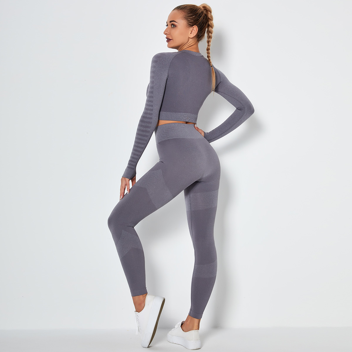 seamless knitted two-piece fitness suit NSLX9008