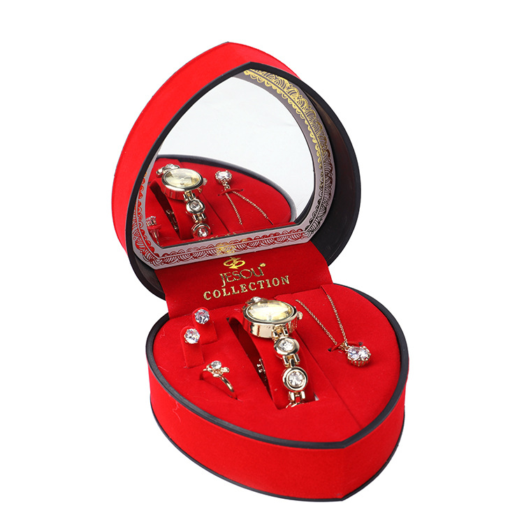 Wedding, Travel Occasion Alloy Material Round Pattern Women'S Gender Simple Style Round Alloy Strap Watch Earrings Necklace
