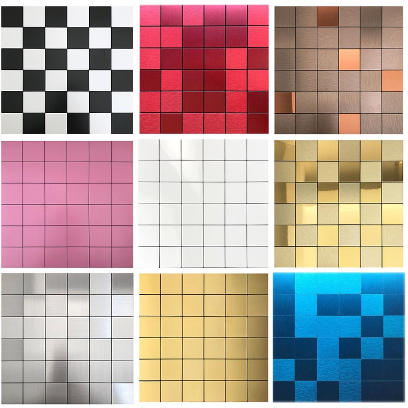 厂家批发48mm金属铝塑板马赛克自粘防霉厨房瓷砖吧台背景墙装饰|ms