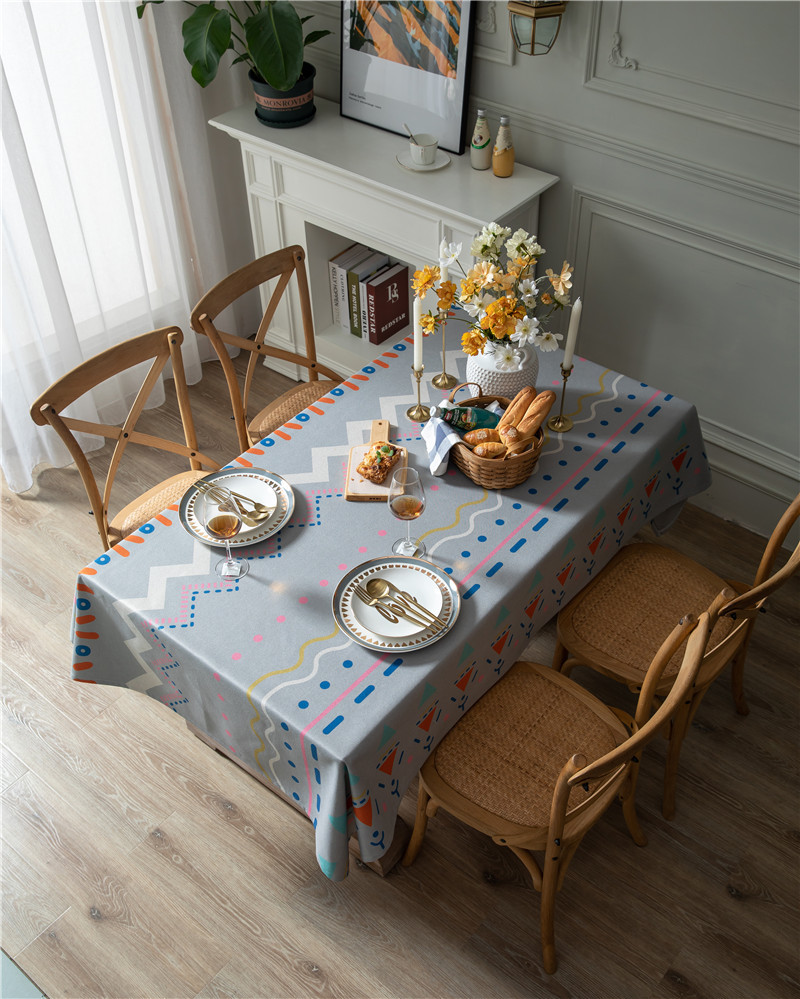 Thickened Polyester Cotton Linen Modern Simple Printed Tablecloth Rectangular Coffee Dining Table Cloth One_voghion.com
