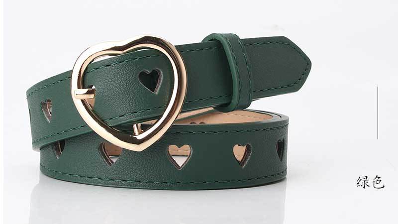 63g Weight Alloy Material Heart, Solid Color Pattern Women'S Gender Basic Style Khaki, Coffee, White, Pink, Red, Green, Camel, Black Color Simple Wild Love Hollow Belt Ladies Pin Buckle Jeans Belt Wholesale 8
