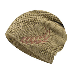 Winter Fleece Lined Warm Men's Outdoor Hat, Wheat Embroidered Beanie, Knitted Fleece Lined Wool Hat, Large Winter Hat