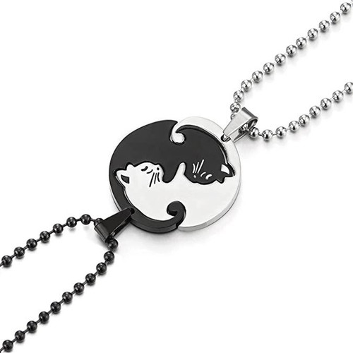 Amazon titanium steel necklace cat couple sweater chain women's winter chain accessories men's pendant hip-hop jewelry