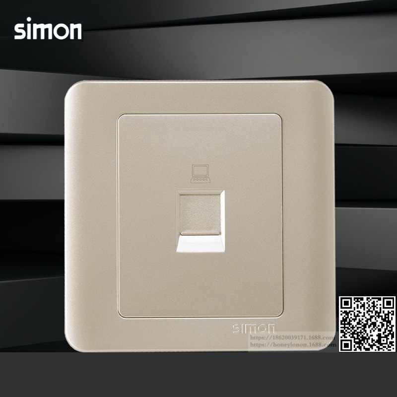 simon/西蒙 C3系列 一位电脑插座(香槟金)C35218-56