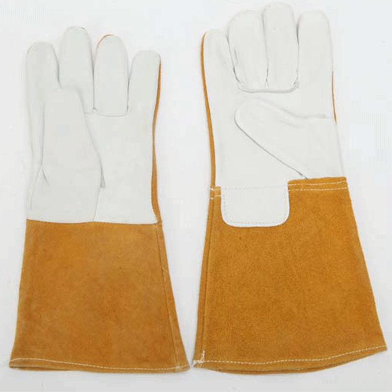 防动物抓咬手套电焊手套隔热加长款焊接半皮手套羊皮焊工劳保手套