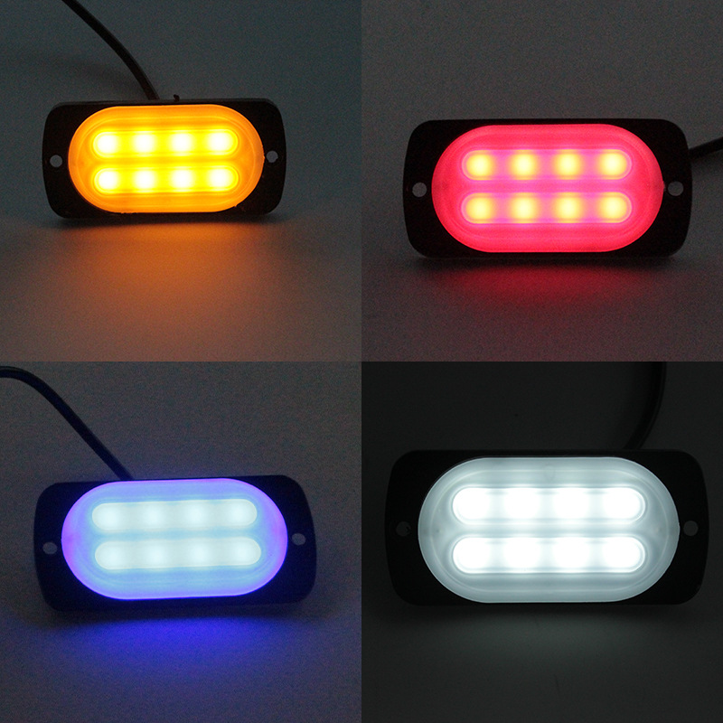 Nueva guía de luz lateral delgada Tarjeta de luz de flash luz de advertencia luz estroboscópica 12-24V 8Led