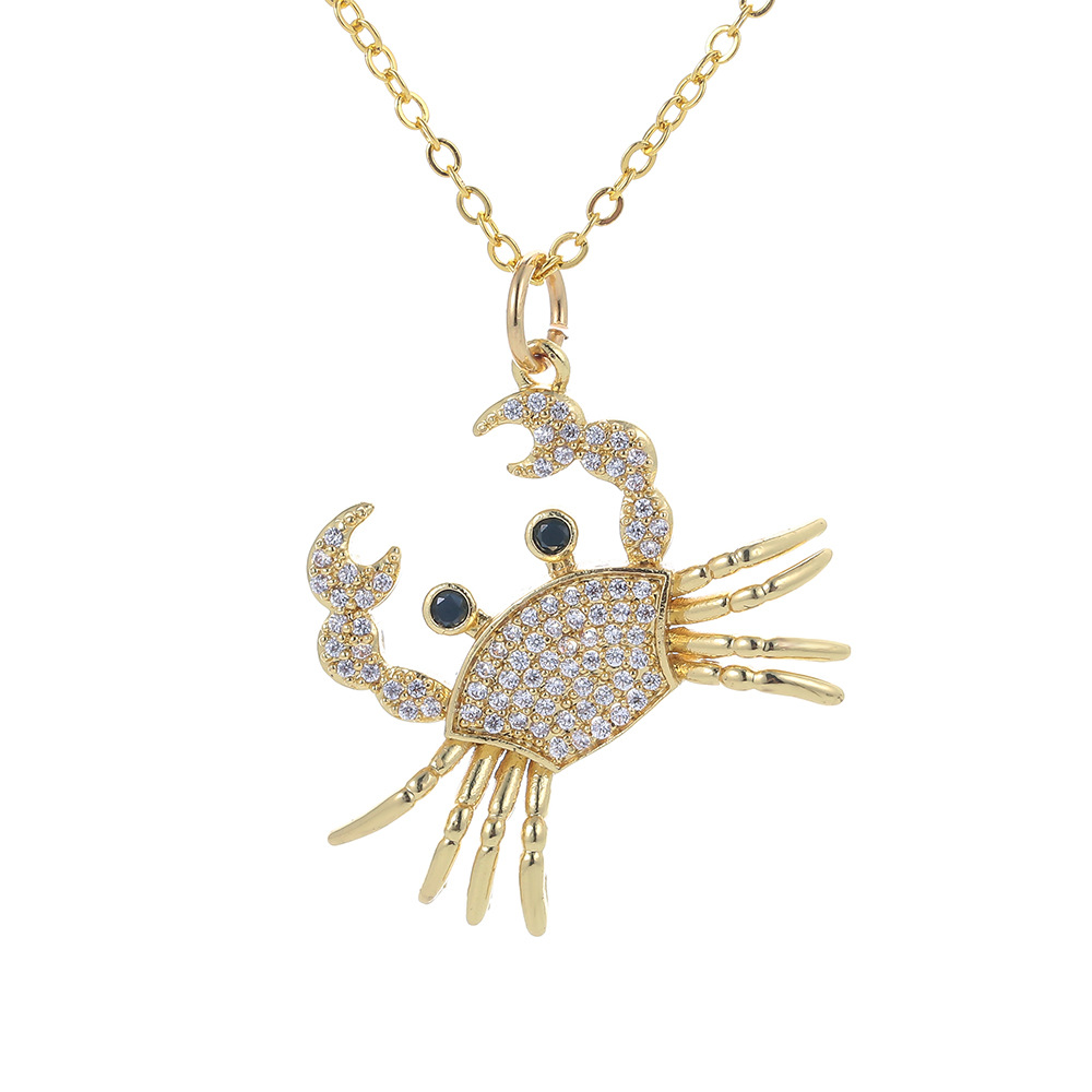 Plating Design Cute Little Crab Pendant Copper Necklace