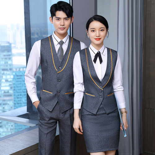 Autumn and winter hotel front desk cashier professional attire female vest suit ktv beautician catering waiter work clothes