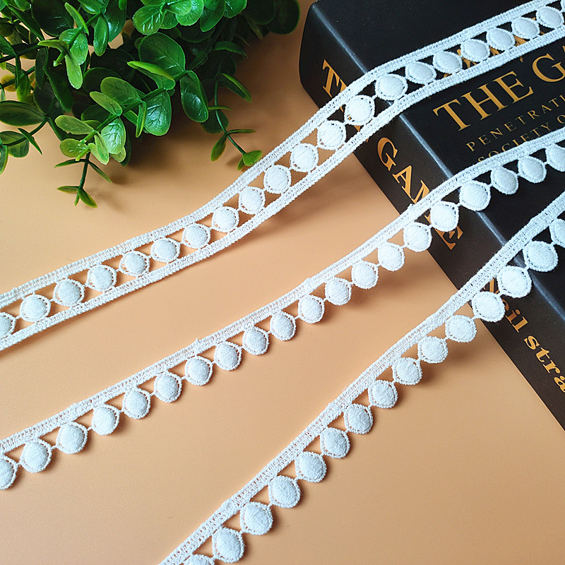 现货配饰童装辅料圆点水溶花边小棉球女装刺绣花边布料纯棉花边