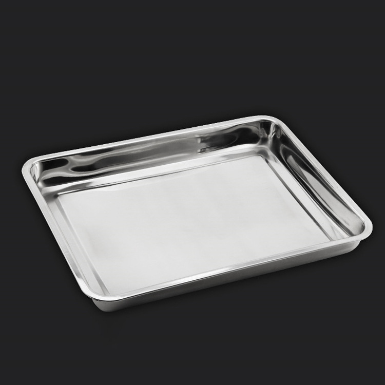 Stainless steel side plate thickening rectangle Tray canteen Rice dish Barbecue plate Grilled fish dish