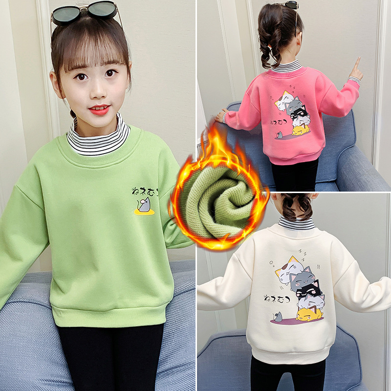 Women's Padded Sweatshirt 2024 New Winter Outfit Trendy Toddler to Middle-Childhood Thick Fashion Hooded Sweatshirt Top