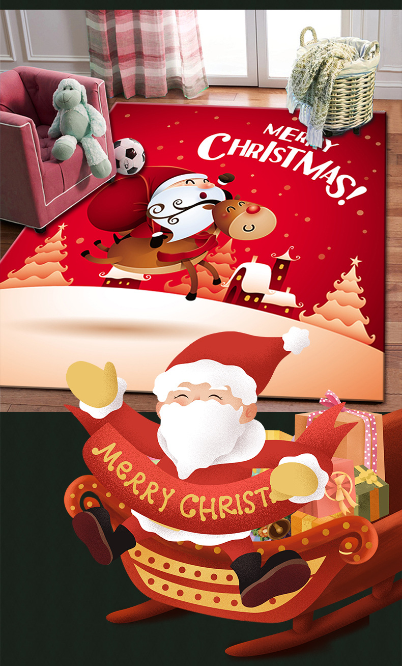 圣诞节地毯,3D印花地毯,跨境专供地垫,入户门垫脚垫,办公室垫,卧室客厅地毯