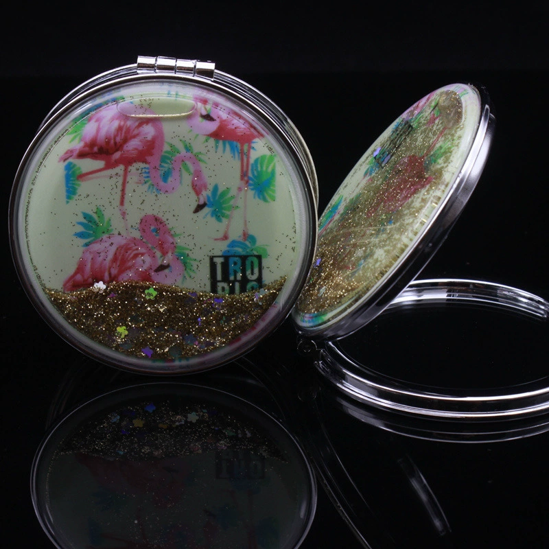 Поставка блеск Жидкий Портативный Макияж Зеркало цветная печать зыбучие пески принцесса зеркало портативный дамы макияж небольшое круглое зеркало