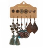 Set, retro ethnic earrings handmade with tassels from pearl, ethnic style, boho style, flowered
