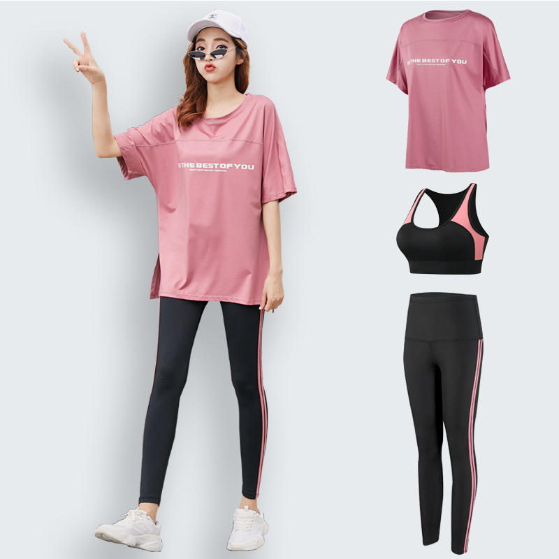 Yoga Clothing Wholesale High-end Fashion Internet Celebrity Running Suit Women's Summer Loose Large Size Gym Sports Quick Dry Clothes