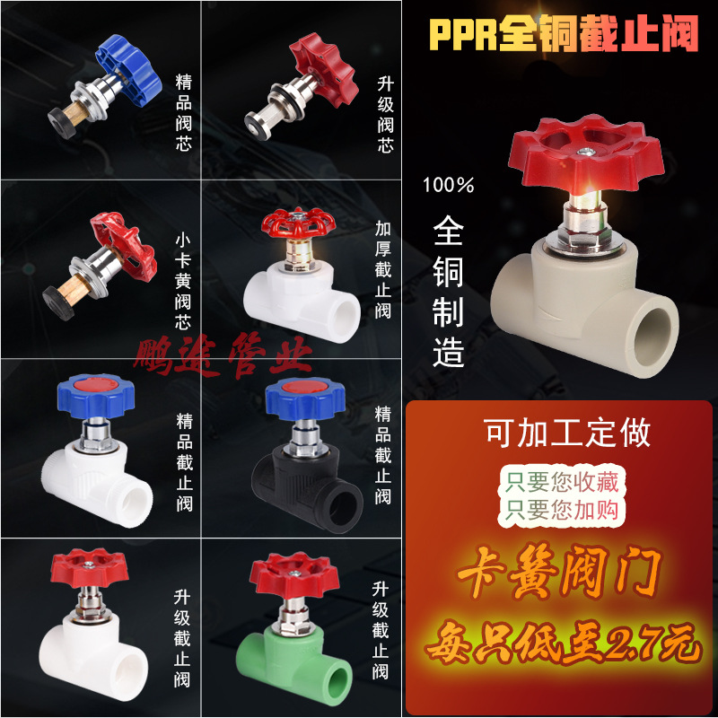 ppr截止阀白色热熔升降式卡簧PE截止阀dn15 20水管开关32