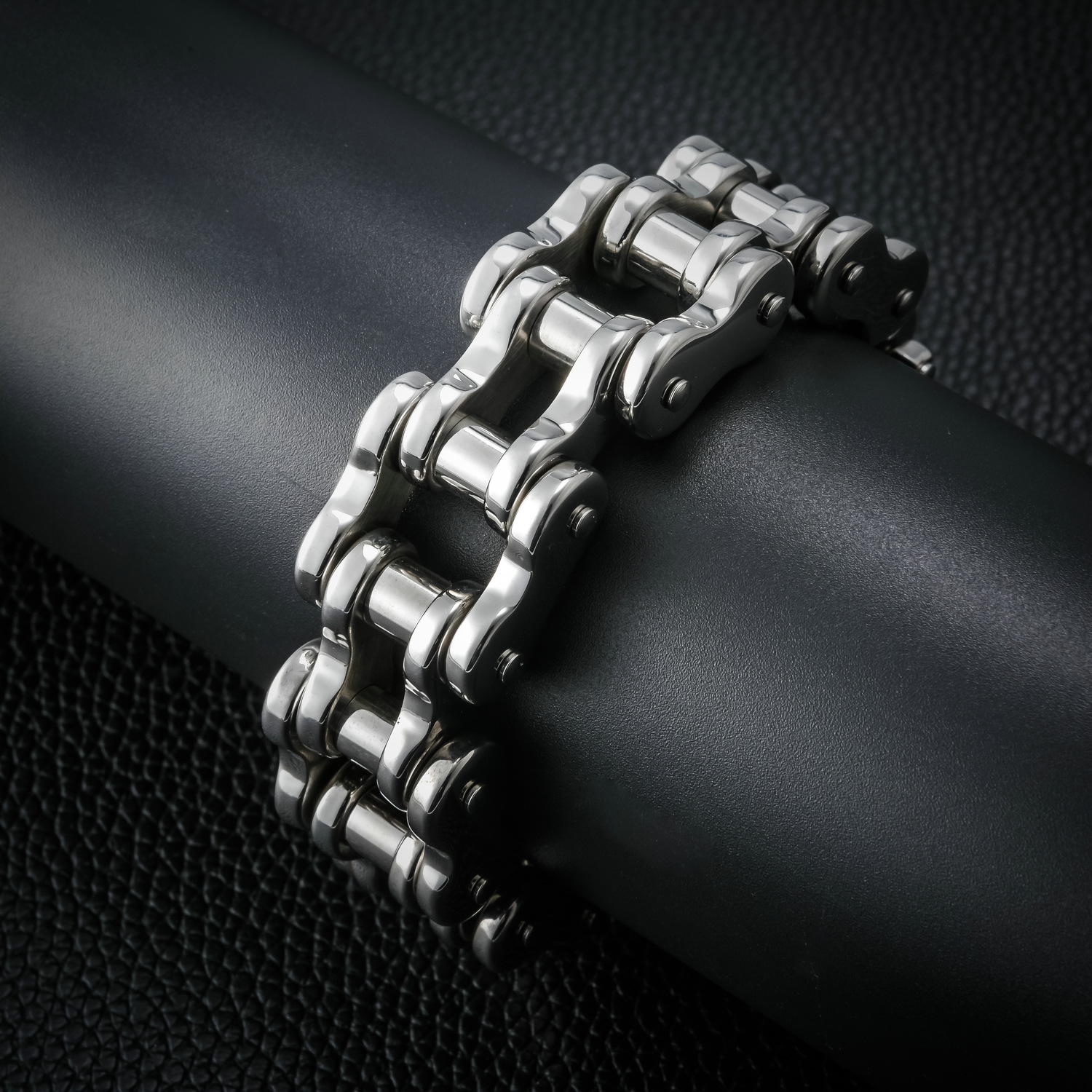 Bracelets Classification Hip-hop Retro Solid Color Titanium Steel Patchwork Men's Bracelets