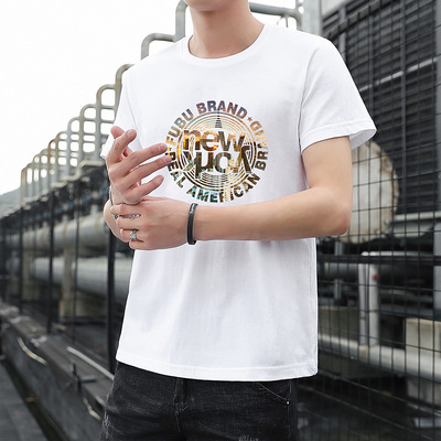 短袖t恤男潮牌夏季圆领潮ins纯棉宽松男装半袖印花体恤上衣