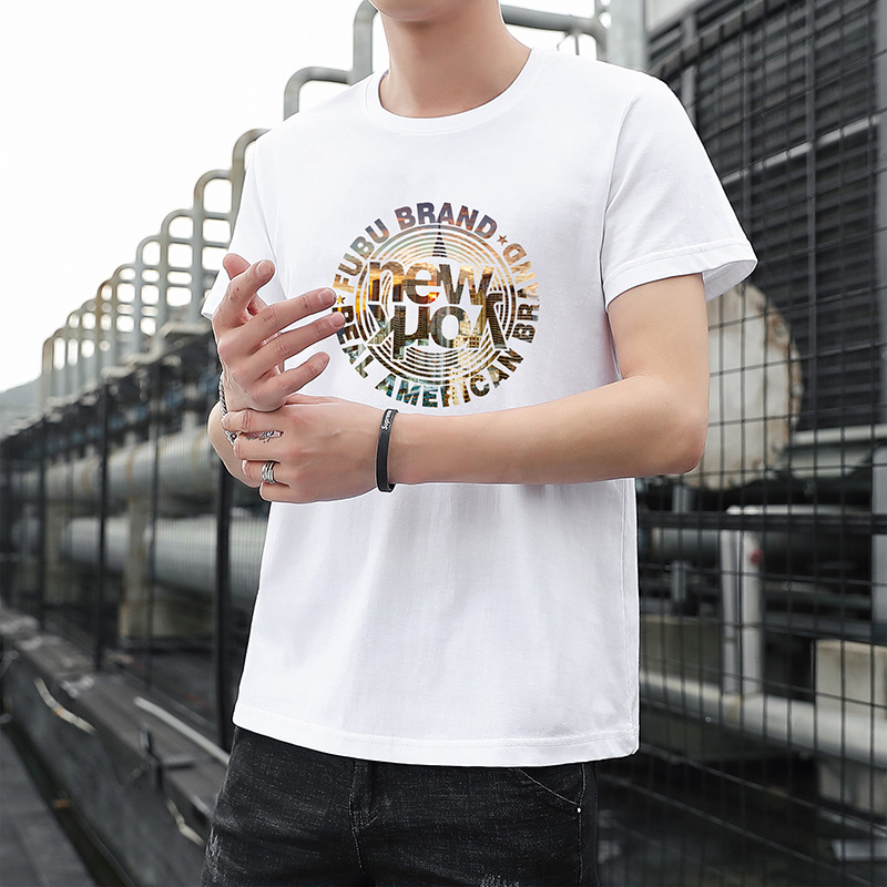 短袖t恤男潮牌夏季圆领潮ins纯棉宽松男装半袖印花体恤上衣