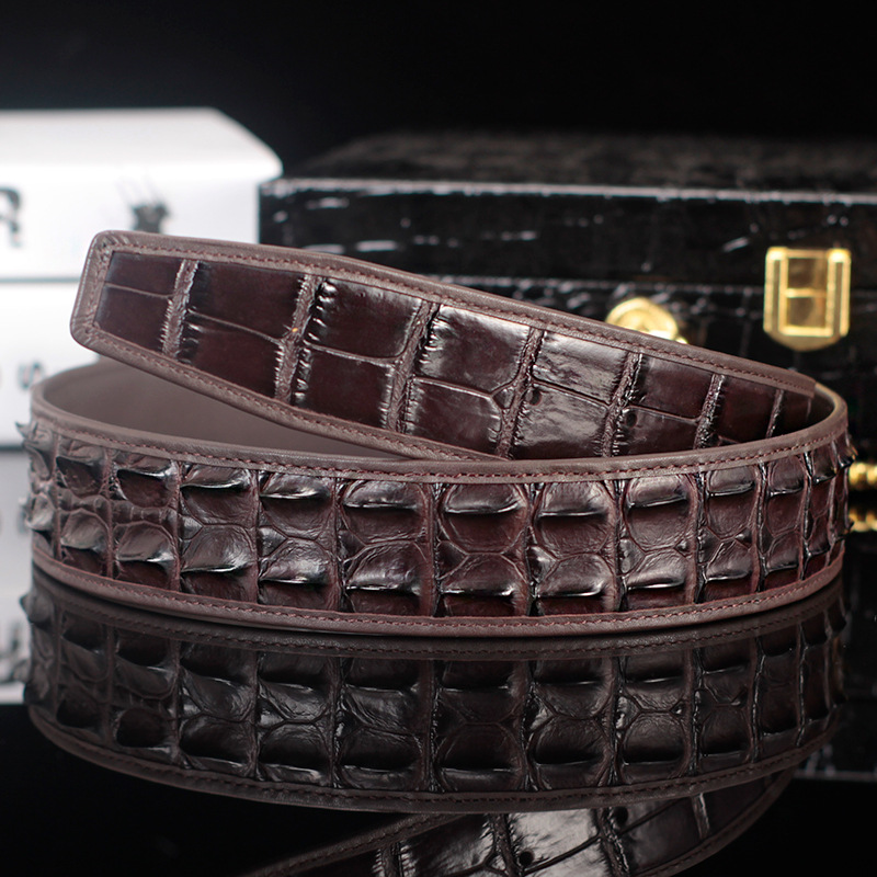 Crocodile pattern men's belt leather top...