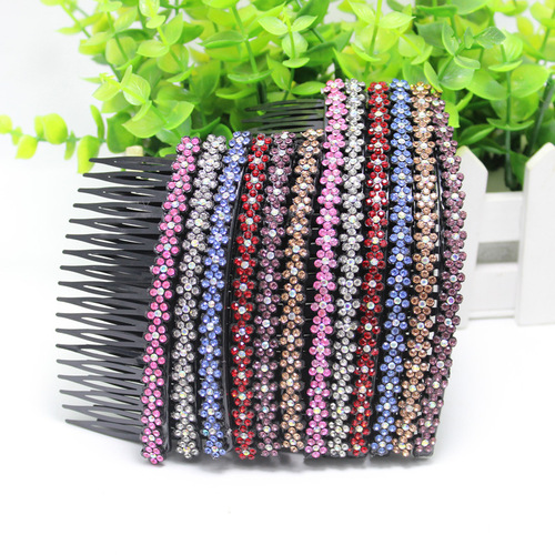Korean style diamond-encrusted bangs comb, rhinestone hairpin headdress, simple and versatile hair comb, toothed non-slip hair accessories wholesale