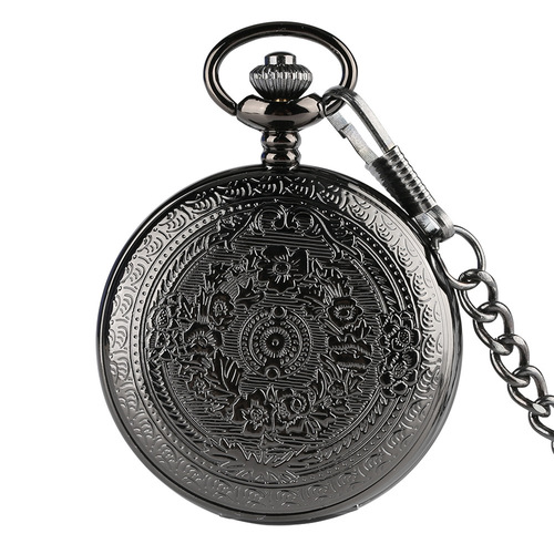 New fashionable men's pocket watch personalized retro chain quartz clock flip cover alloy student large pocket watch 0508