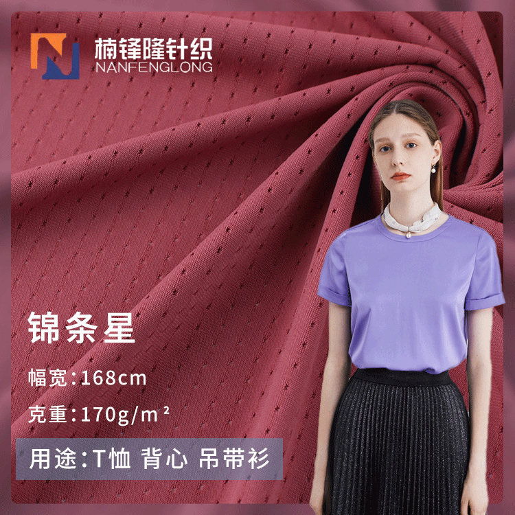 锦条星网眼布 170g锦纶弹力网眼布 夏季男女运动T恤背心网眼面料