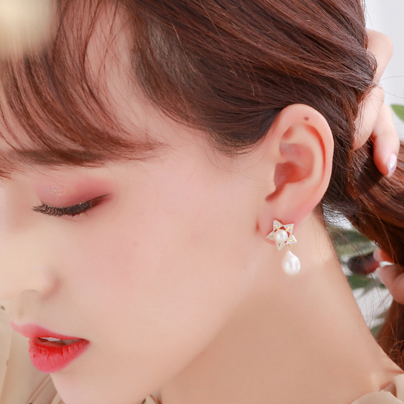 蝶家 日系甜美14k包金5-6馒头8-9水滴微瑕珍珠耳钉djes59p59ci.i|ru