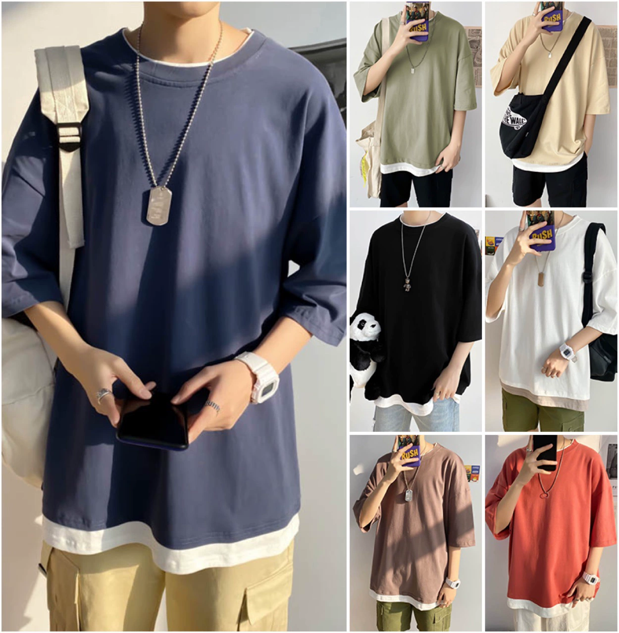 Мужская Однотонная футболка с короткими рукавами из искусственного материала, Новое поступление на лето 2020, хлопковая одежда с короткими рукавами и круглым вырезом для поколения