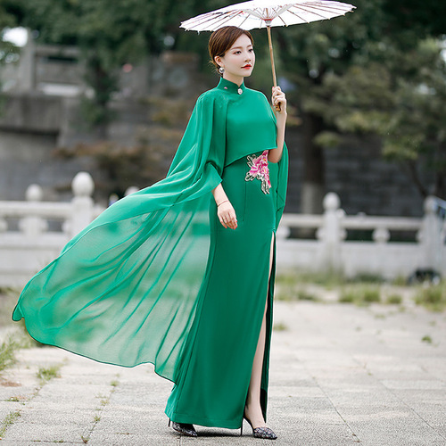 lady Chinese dress Show performance cheongsam dresses long qipao dresses for women