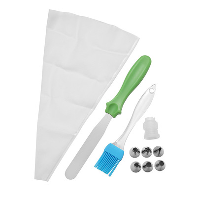 6头不锈钢裱花嘴套装裱花袋裱花嘴转换器抹刀10件套蛋糕烘焙工具|ms