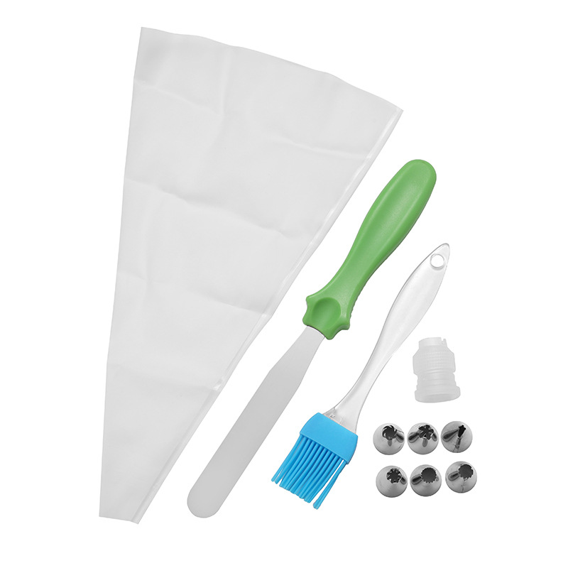 6头不锈钢裱花嘴套装裱花袋裱花嘴转换器抹刀10件套蛋糕烘焙工具|ms