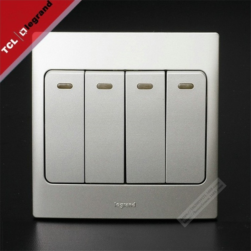 Legrand/罗格朗 美爵系列 银色 四联双控带指示开关280217