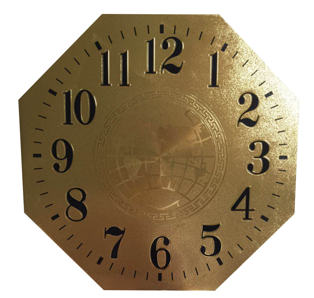 时钟挂钟钟面金箔银箔铝箔浮雕凹凸折光压纹大时挂钟面折光贴标牌