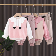 Baby girl's spring and autumn fashionable suit 1-3 years old baby children's clothing 2 Korean version outing clothes autumn three-piece set for children