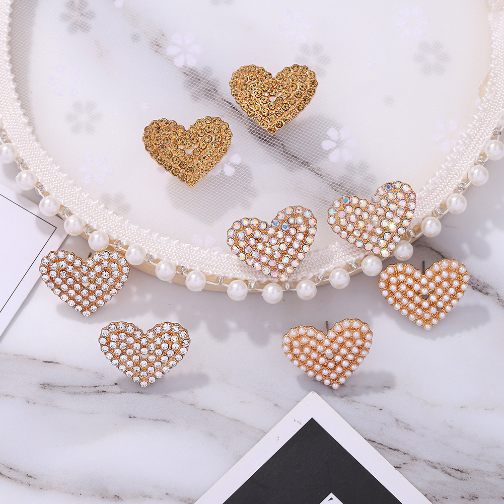 New Alloy With Diamonds Autumn And Winter Multicolor Fashion Peach Heart Earrings display picture 7