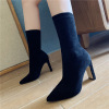 European and American autumn and winter net red new suede thick heeled women’s boots square heel middle tube high heel s