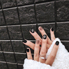 柒詩漫B115時尚個性穿戴甲片黑色磨砂假指甲貼片可拆卸美甲成品