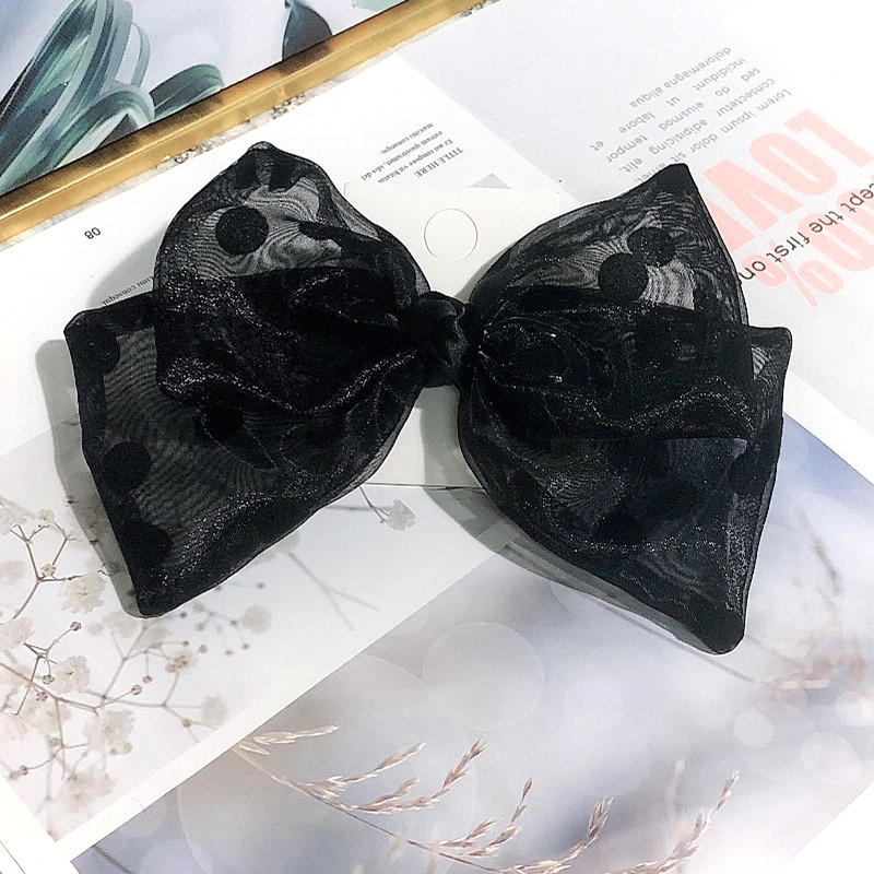 Korean Explosions Wave Dot Mesh Yarn Bow Fabric Hair Accessories Ponytail Fashion Lady Eugen Yarn Hairpin Wholesale Nihaojewelry display picture 2