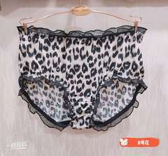 Meifei Caiyi 9016 large size high waist ice silk printed underwear high elastic lace comfortable and breathable women's briefs