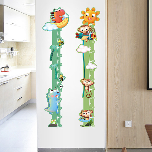 Aike Cartoon Unicorn Dinosaur Wall Sticker Children's Room Height Sticker Background Decoration Removable PVC Self-Adhesive Paper