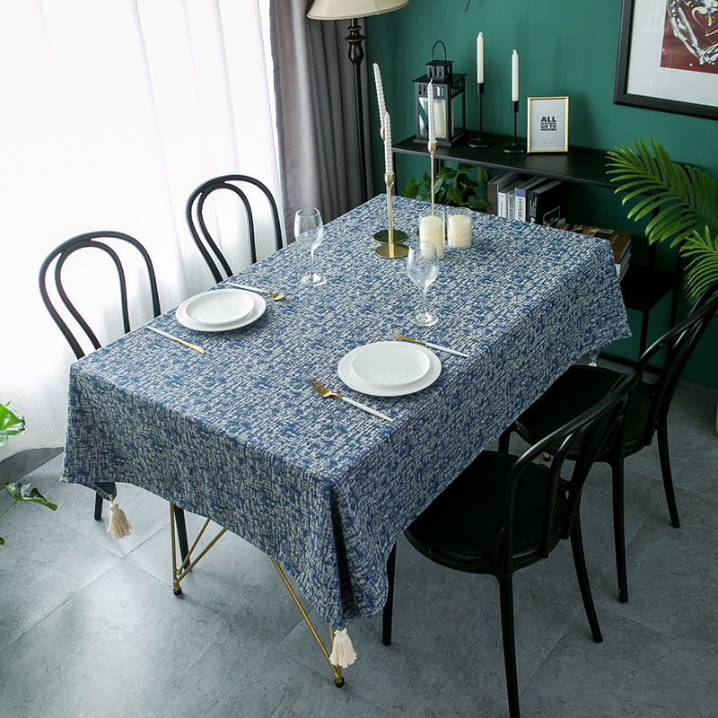 tablecloth Fabric art Cotton and hemp fresh Northern Europe Solid Jacquard weave tea table tablecloth tassels waterproof Plain colour Tablecloths thickening