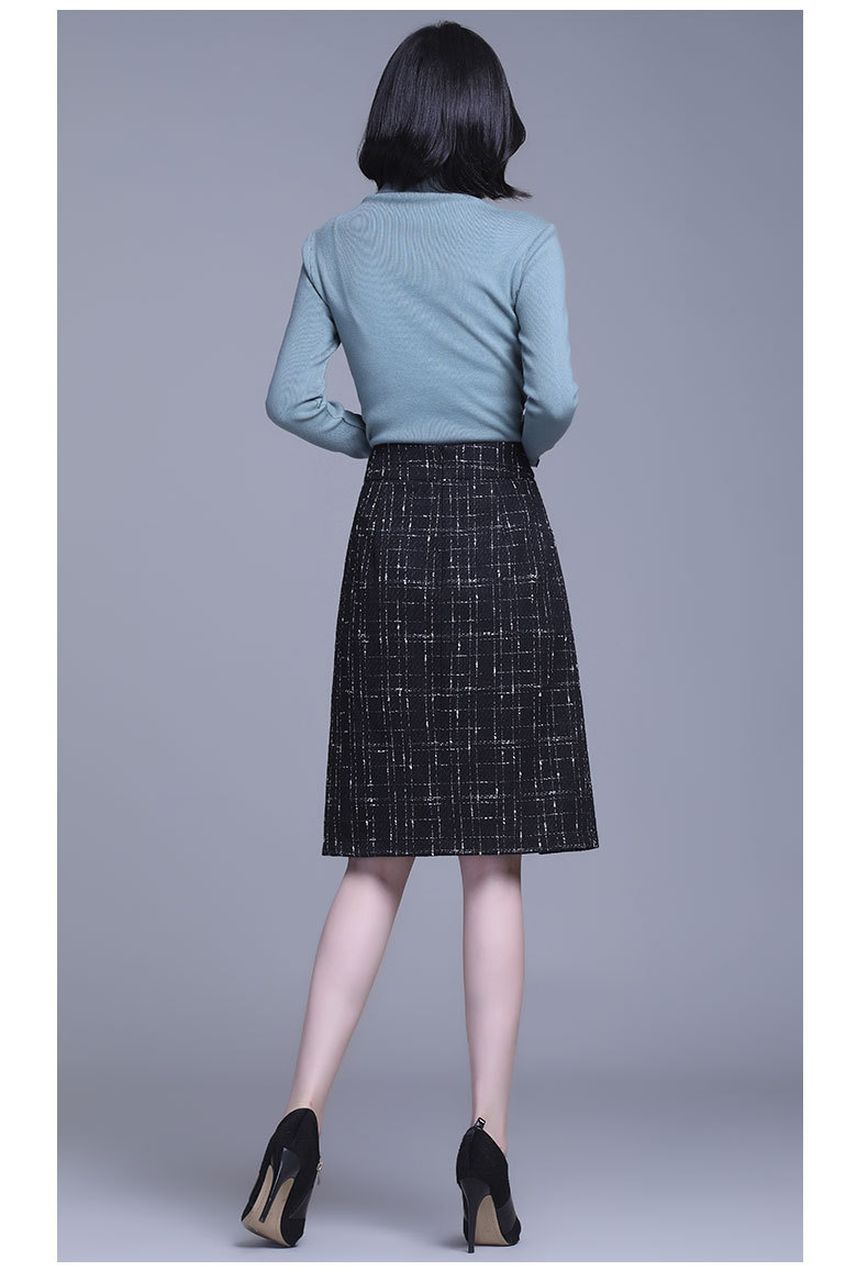 Plaid bag hip high waist mid-length skirt  NSYZ18197