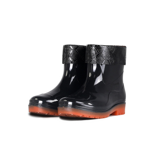 Rain boots for men and women, waterproof, non-slip, wear-resistant, thickened cotton-lined, warm fleece-lined, work low-top short rain boots, water shoes