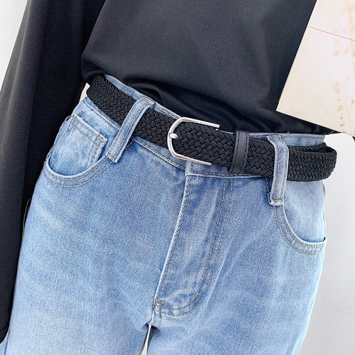 Belt for women with skirt military training braided decorative fine canvas simple belt for men Korean style simple matching trendy student