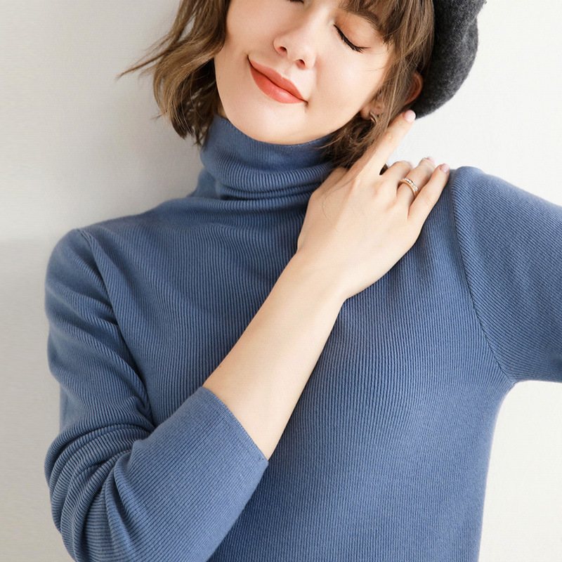 2025 Autumn and Winter Turtleneck Knitwear Women's Pile Collar Knitwear Slim Bottoming Shirt Women's Inner Wear Export Factory Wholesale Delivery