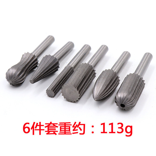 6PC woodworking rotary file, six-piece set of woodworking face milling cutter, engraving milling cutter, electric drill made by DIY root carving and polishing
